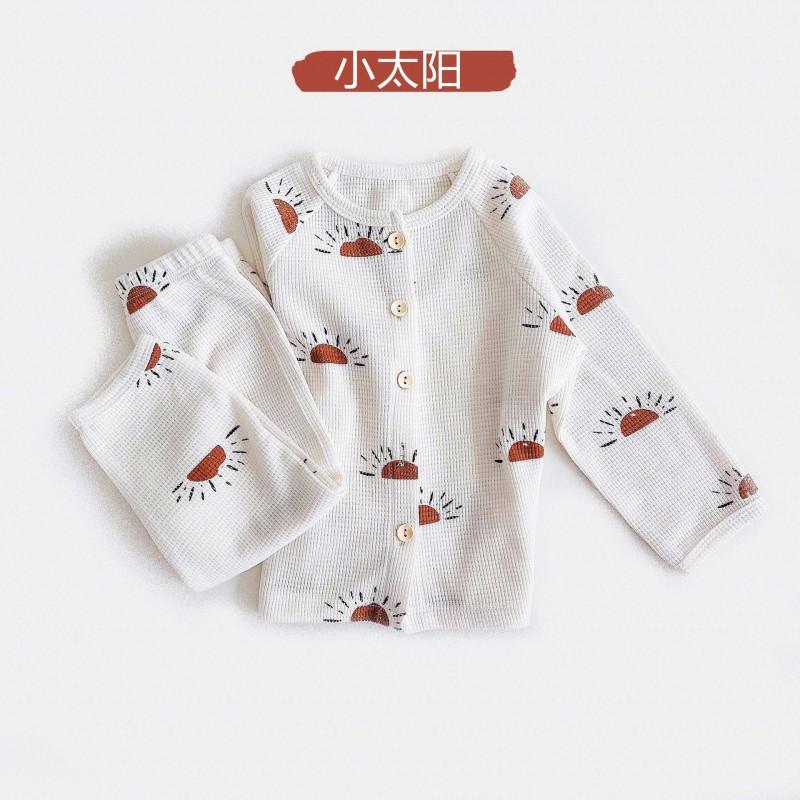 Baby Cotton Pajama Set Long Sleeve A-Class Sleepwear Toddlers Boys Girls Lightweight Home Outfit