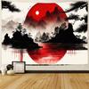 Japanese Pink Sakura Tapestry Cherry Blossoms Temple Mountain Fuji Japan Wall Hangings Tapestry for Bedroom Living Room Dorm