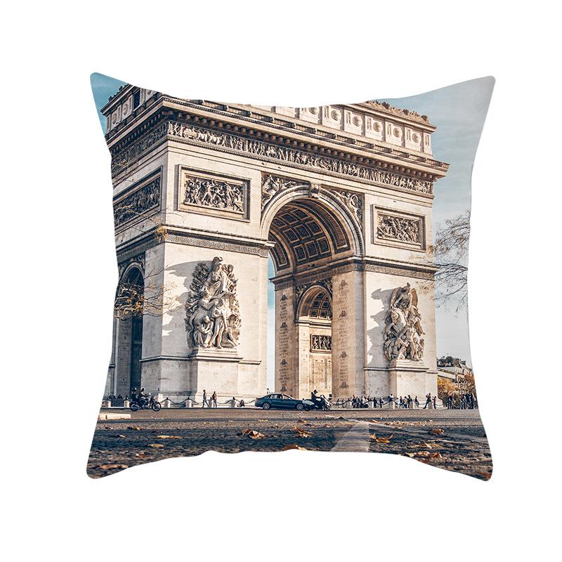 Notre Dame Cathedral French Landscape Pillow Cover European Print Cushion Waist Pillow Cover