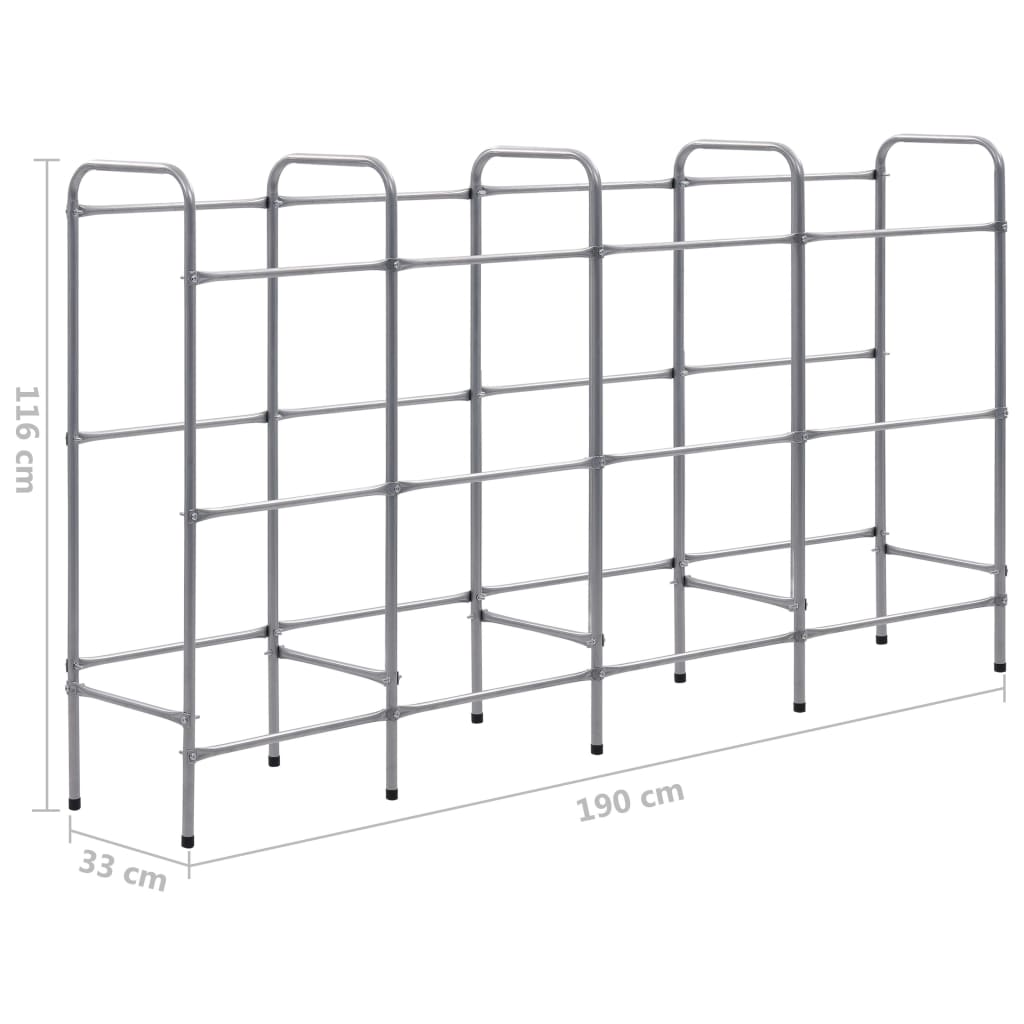 12 Box Storage Rack Silver 190 x 33 x 116 cm Steel