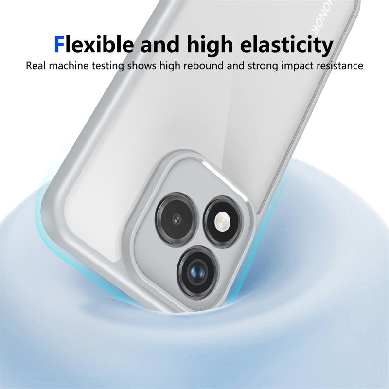 Honor 400 Lite ABR NX1 Hülle Galvanisiert Silikon Bumper Stoßfest Transparente Rückseite Hart Matt Handyhülle für Honor 400 Lite ABR-NX1