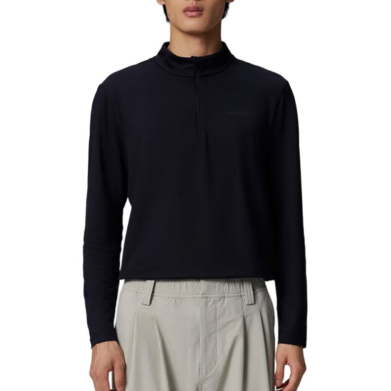 Saucony Stand Collar Long Sleeve Solid T-Shirt Men Tops Black SC2240129B-BK01