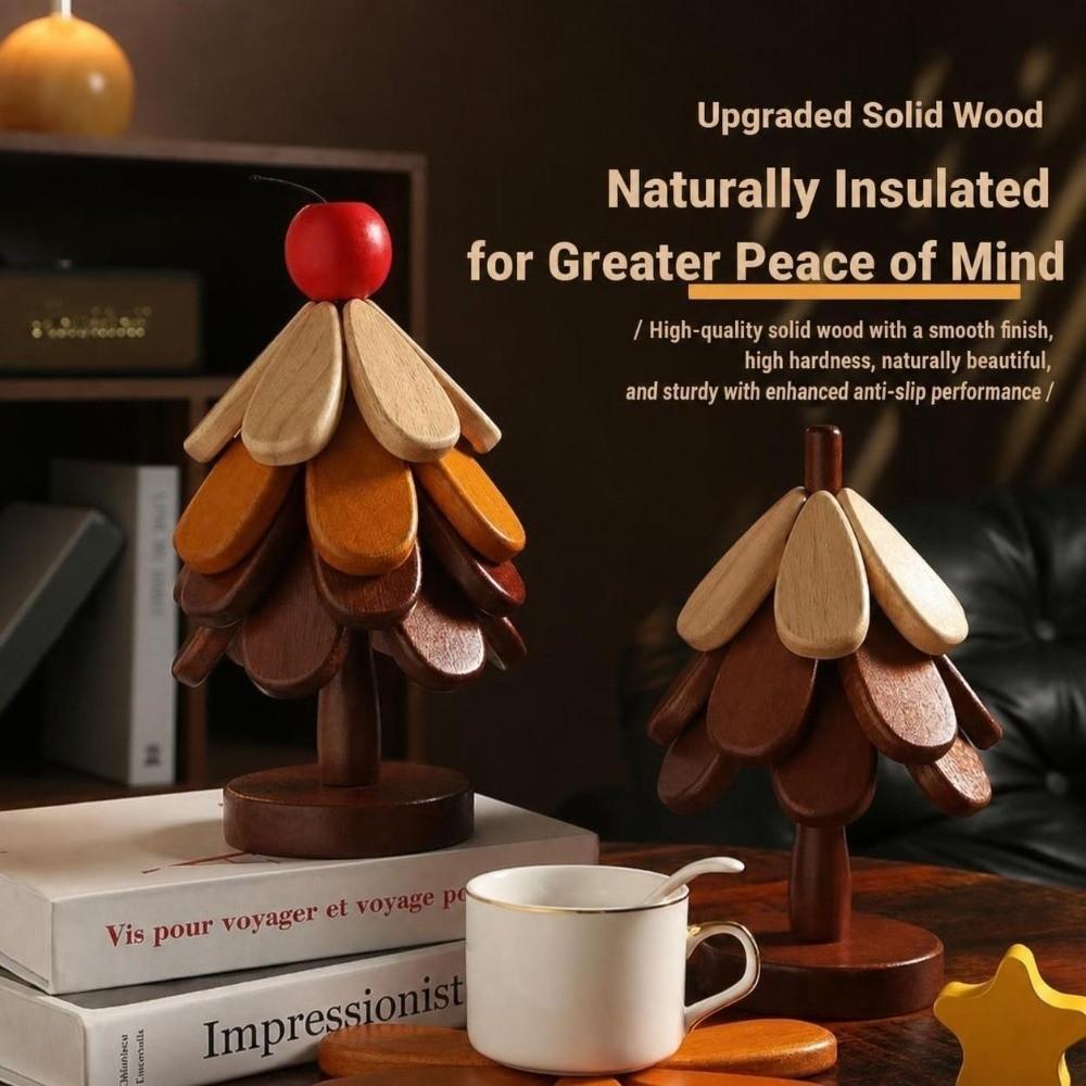 Tree-shaped Heat-resistant Trivet Wooden Cup Pad Multi-functional Insulation Hot Pad  Table Decor