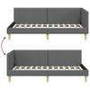 Corner Bed Frame Dark Grey 80 Cm X 200 Cm Fabric and Plywood