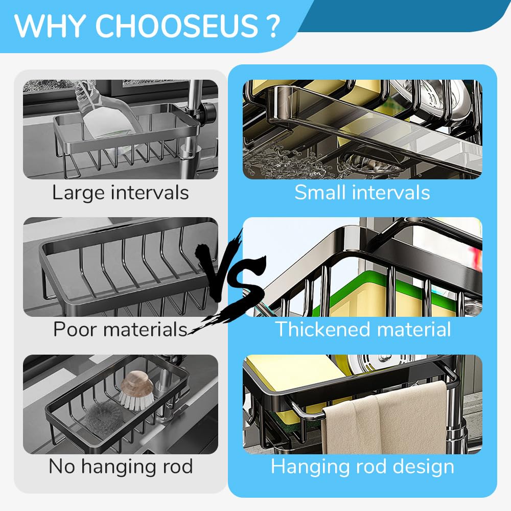 Kitchen Sink Faucet Organizer Dish Drain Rack Sponge Holder for Stand Adjustable Caddy Gadgets Accessories Round Water Pipes