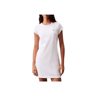 Simple Comfortable Letter Print Round Neck Short Sleeve Dress Women Dresses Bright-White 40WP334-110