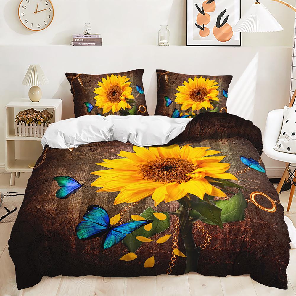 Three-Piece Sunflower Series Quilt Cover Bedding Kit Animal