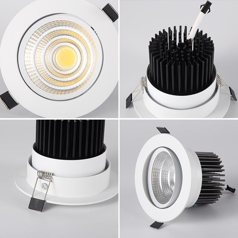 10pcs/lots Dimmable LED COB Spotlight Ceiling Lamp 5w7w9w12w15w20w Aluminum Recessed Downlight Round Panel Light Indoor Lighting
