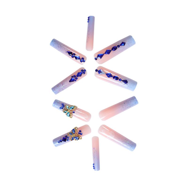 Custom Handmade Nail Art Stickers with Rhinestones ABS Material 24 Pcs/set Finger Application Artificial Nails Set