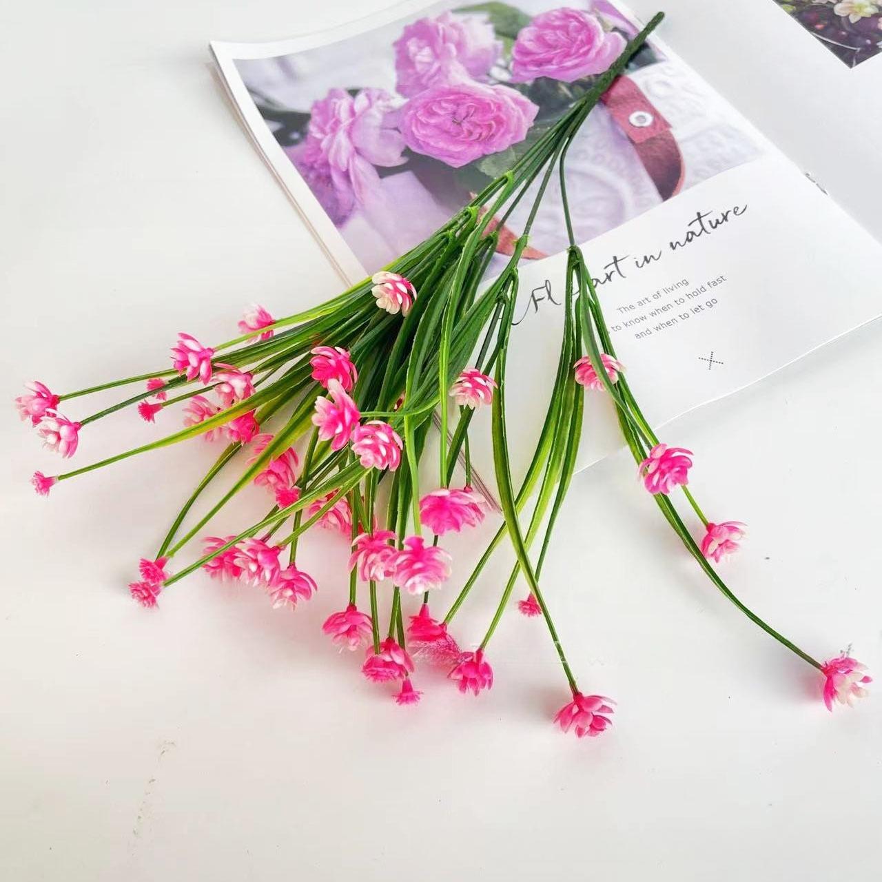 

7 Forked Spring Grass Camellia Simulation Flower Gypsy Rose Daffodil Corn розовый