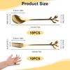 20 Pcs Gold Leaf Coffee Spoons and Forks Set, 4.7" Elegant Stainless Steel Mini Dessert Spoons and Forks for Stirring Mixing Tea, Espresso, Ice