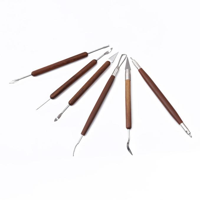 Pottery Clay Carving Tool Set 10PCS Stainless Steel Sculpture Tools with Wooden Handles for Ceramic Modeling Polymer Clay Craft