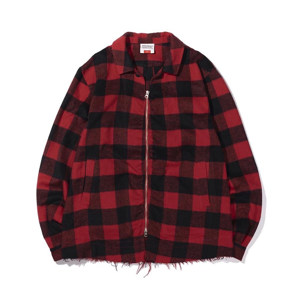 Extraordinary Shirring Check Shirt Red L/Free