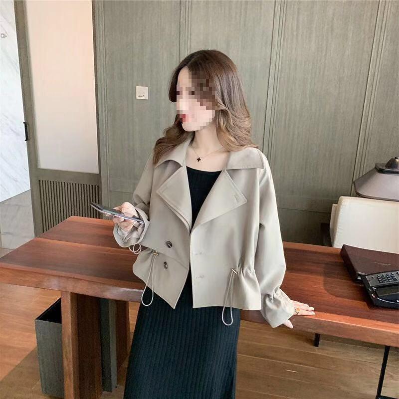 Hepburn-Stil Petite Locker Trenchcoat - Koreanische Britische Studentenjacke für Freizeit und Mittellänge