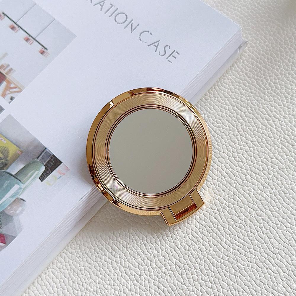 Suporte magnético para celular eletrogalvanizado em cores doces, dobrável, antiqueda, anel de metal, fivela, adesivo traseiro, espelho de maquiagem