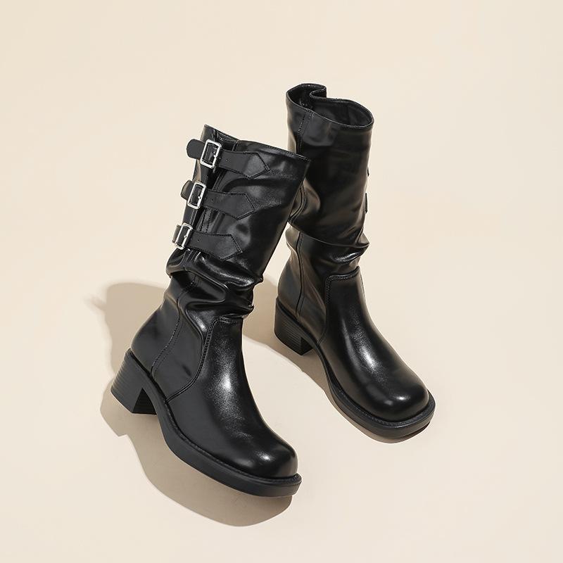 Trend Boots Children 2025 Autumn and Winter New Retro Belt Buckle Short Boots Women's Western Style Niche Stacking Boots