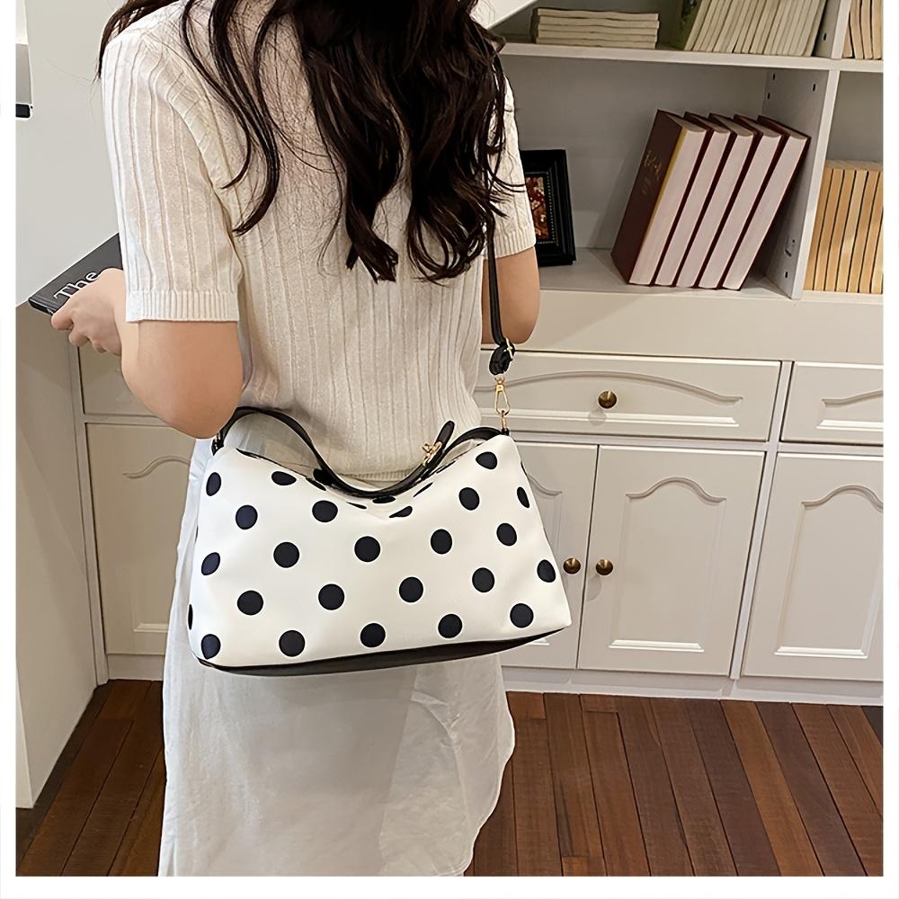 Women's Crossbody Bag, New Trendy Polka Dot Color-block Handbag, Simple Tote Bag, Sophisticated and Relaxed Handbag for Commuting.