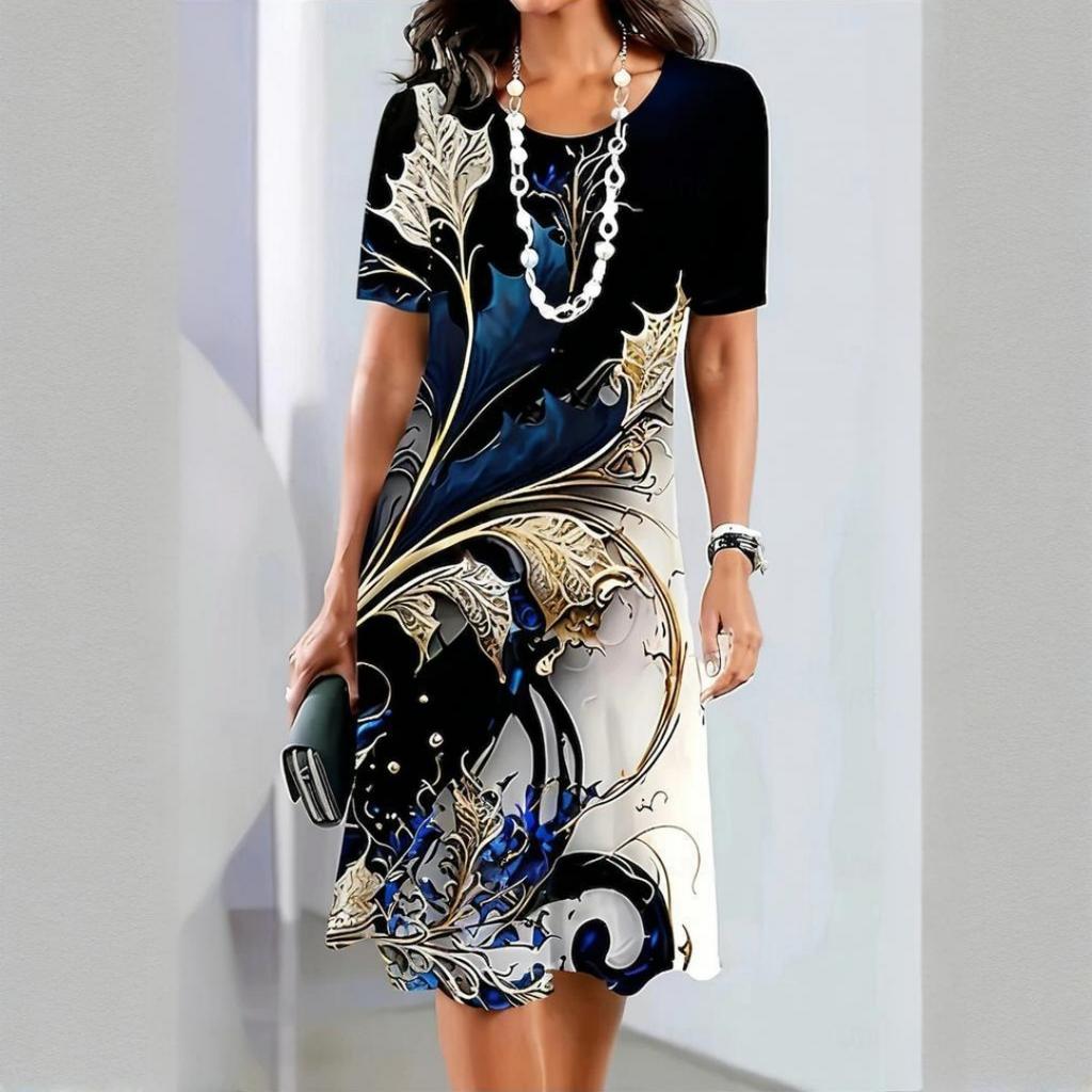 Damen Mittel Lang Bedruckte Kleider Mode Damenbekleidung Sommer Täglich Locker Blumenbedruckt