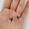 Long Drop Earrings Bird Pendant Tassel Crystal Pendant Earrings Ladies Jewelry