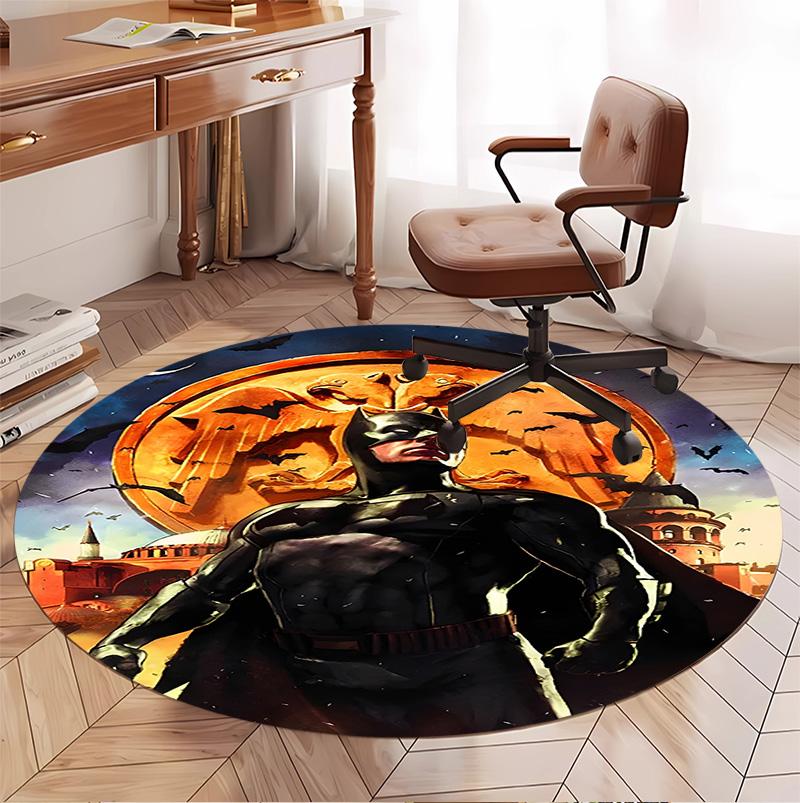 Batman Pattern Round Rug, Indoor/Outdoor Mat, for Picnic, Gameroom, Bedroom, Office, Living Room, Home Decor Carpet, Birthday Gift