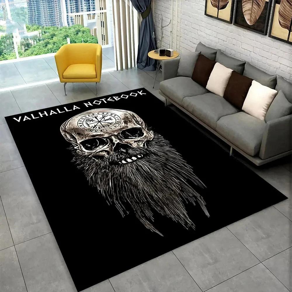 Nordic Viking Mythology Odin Valhalla Carpet Rug for Home Living Room Bedroom Sofa Doormat Decor,kid Area Rug Non-slip Floor Mat