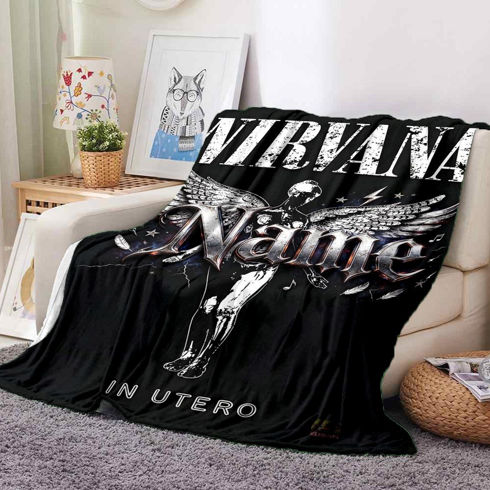 Custom Name Nirvana Flannel Blanket Throw Blanket Soft Warm Sofa Bed Camping Home Decor Unique Christmas Gift