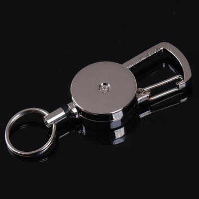 1Pc Retractable Pull Key Ring Chain Clip Carabiner Holder Recoil Extends To 50Cm MIT
