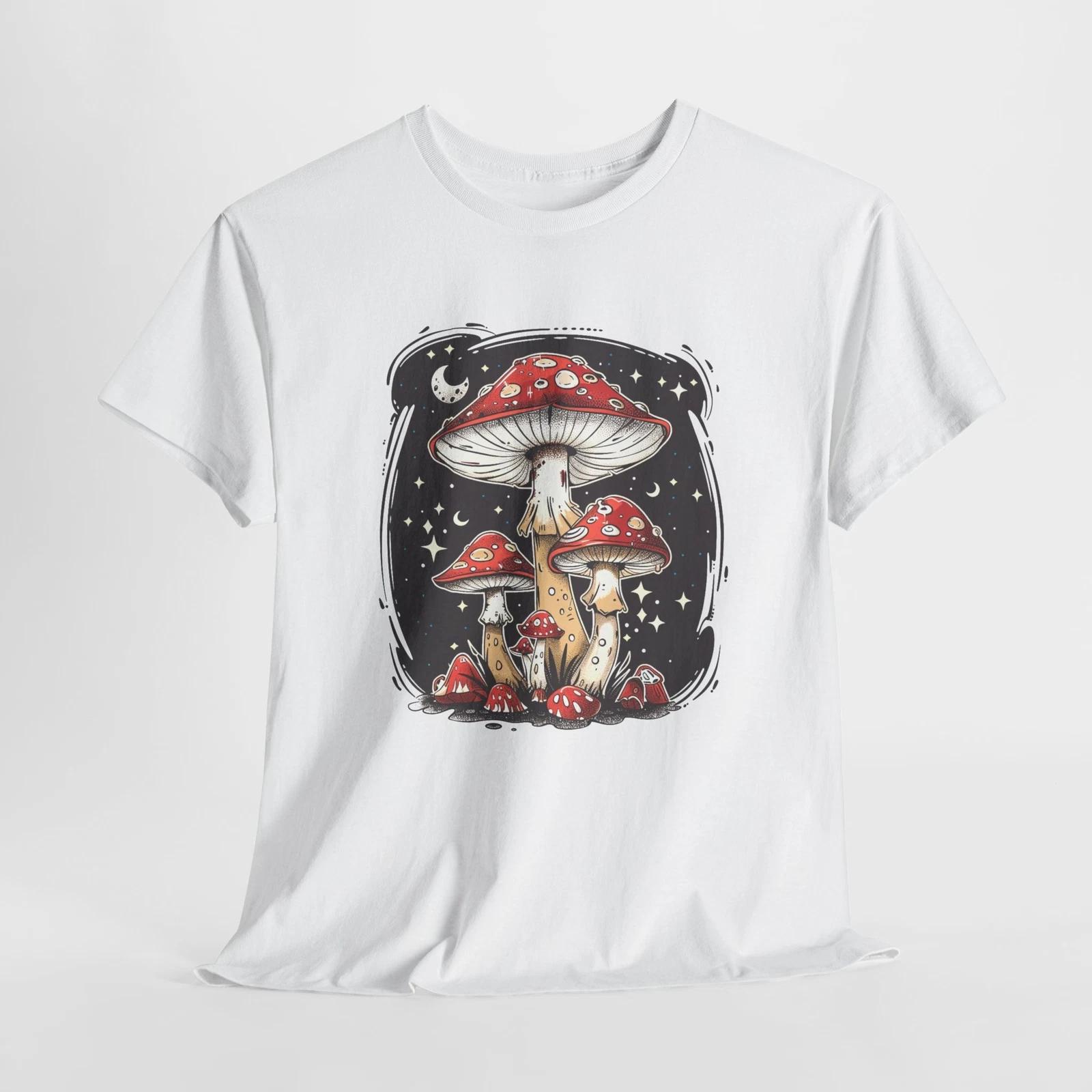 Бохо Ретро Хиппи Грибы Луна Футболка | Бохо Хиппи Летняя Футболка 2XL
