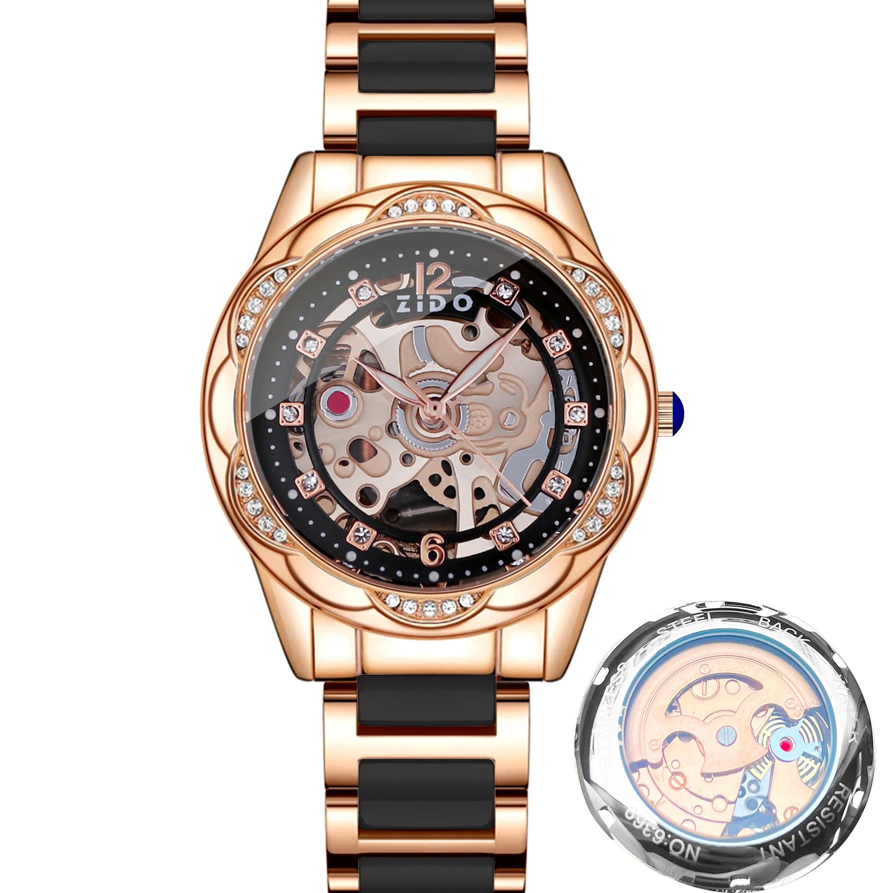 Imitation Ceramic Watch Through The Bottom Hollow Women S Watch Niche Light Luxury Women S Watch Fashionable Women S Watch [watch only]