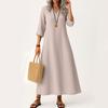 Dress For Women Long Boho Beach Dress Elegant Maxi Dress V-Neck 3/4 Sleeve Dress With Pockets