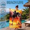 Football Player In Flames Beach Towel, Microfiber Beach Towel, Perfect For Pool, Beach, Travel, Home Decor Beach Party Fan gifts