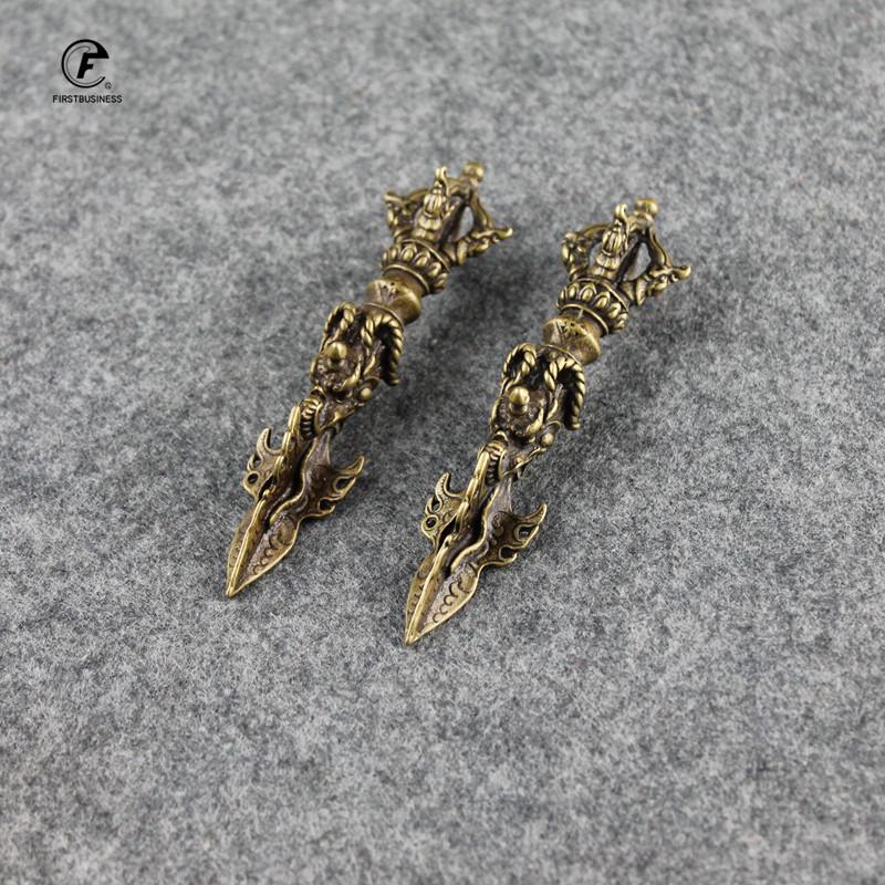 Retro Copper Buddha Instrument Dragon Head Just Vajry Pestle Puer Tea Knife Ornament Home Decoration Antique Brass Desk Decor