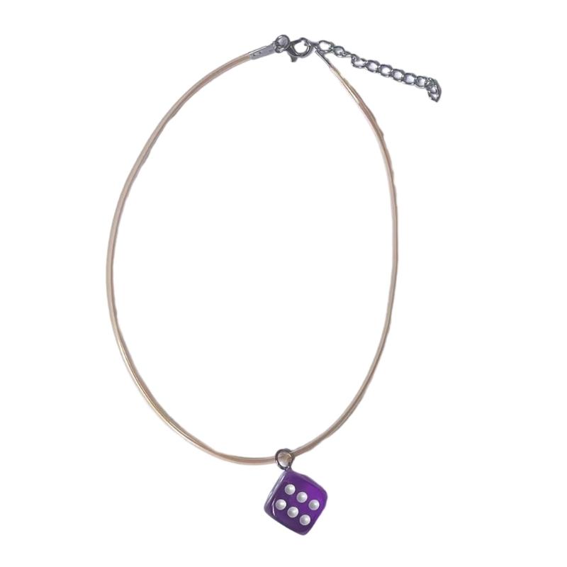 Resin Square Dices Pendant Necklace Party Jewelry Fashion Statement Choker Fashion Simple Adjustable Collar Necklace