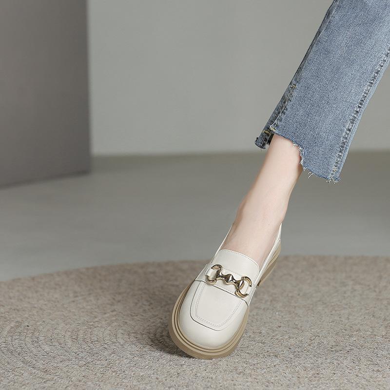 Two wear small leather shoes women's autumn and winter 2025 new women's shoes platform single shoes one pedal loafers