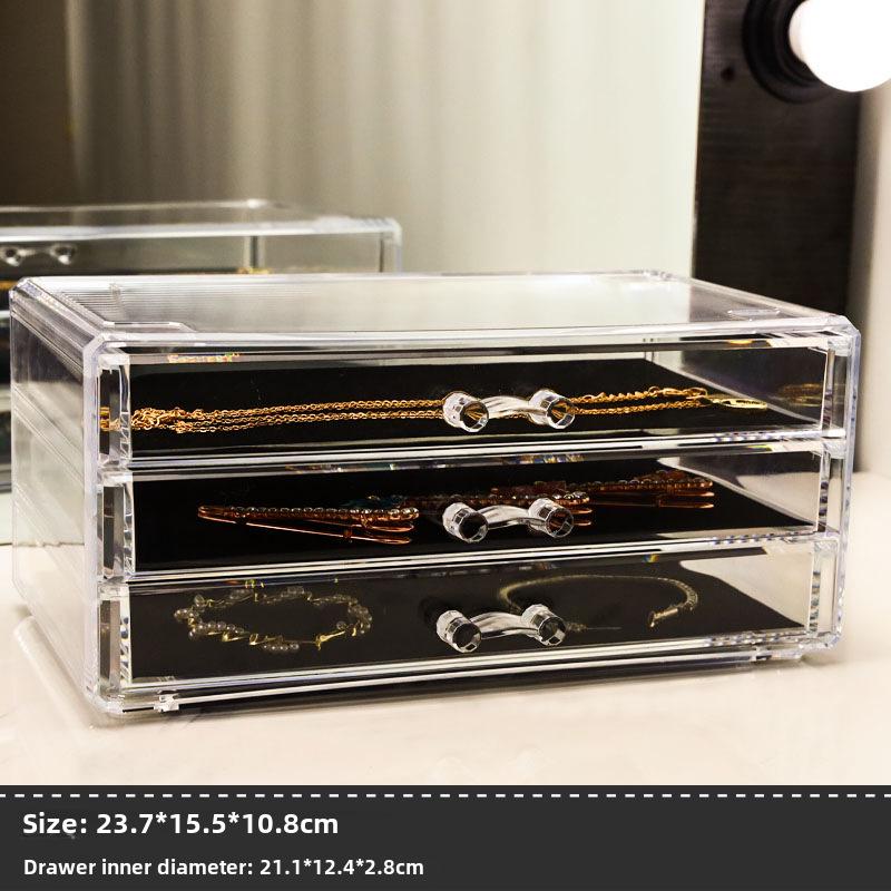 Clear Acrylic Jewelry and Skincare Organizer - Dustproof, Extra Large Storage with Drawers