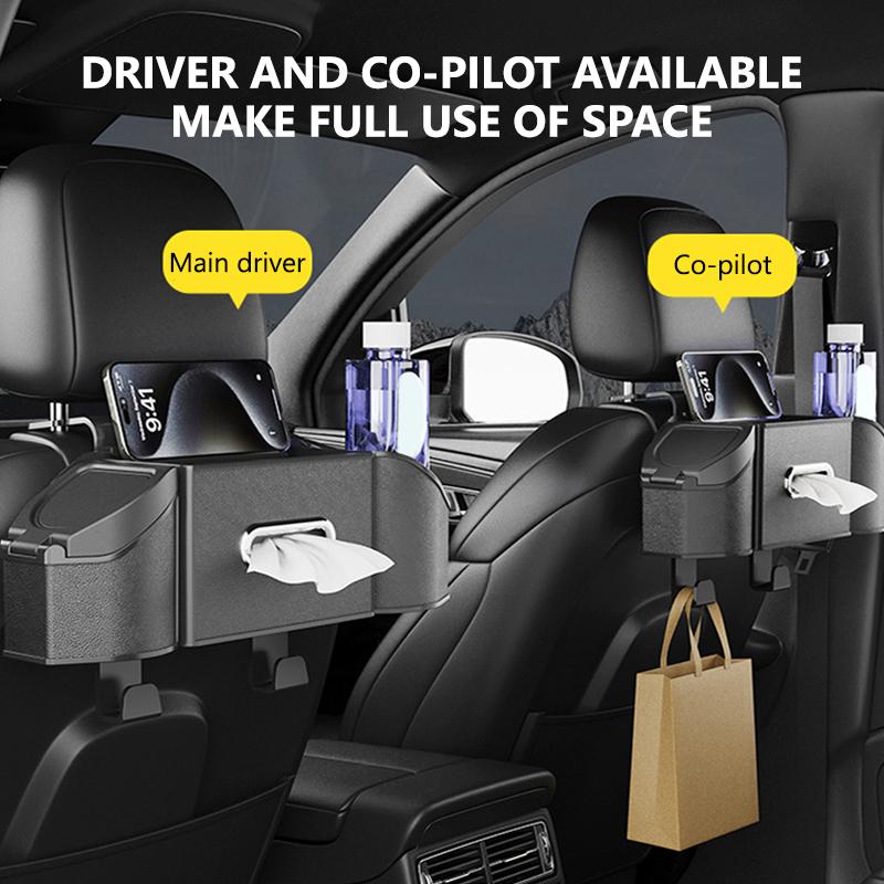 SEAMETAL 7 In 1 Car Backrest Storage Box Organizer Multifunctional Tissue Car Cup Holder Seat Back Storage Box