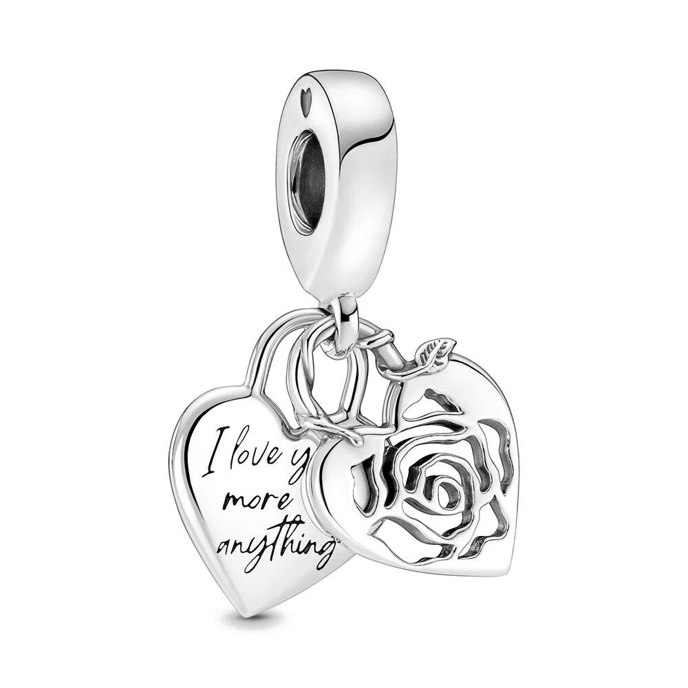 NEW 925 Silver Charm Fit Original Bracelet Accessories Women Jewelry Love Series Cupid Pink Heart Rose