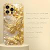 Golden Butterfly Design Electroplated Glass Phone Case Suitable for iPhone17 16 15 14 13 12 11Pro/Max/Plus Shockproof Back Cover