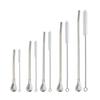 Removable Stainless Steel Straw Filter Spoon with Cleaning Brush Reusable Metal Straw Spoon Cocktail Stirrer for Drinking Tea