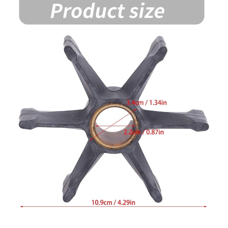 Neoprene Outboard Motor Water Pump Impeller with Keyed Brass Sleeve, Six Radially Arranged Blades and Reference Numbers 379475 and 777130