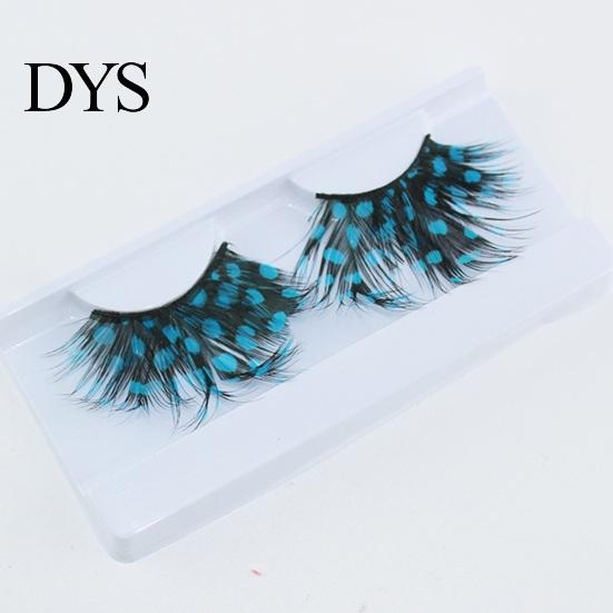 Natural & Dense Fake Lashes 1 Pair 3D Colorful Blue Color Artificial Feather Eyelash Extensions Eyelashes Extension Party Makeup for Halloween Cosplay