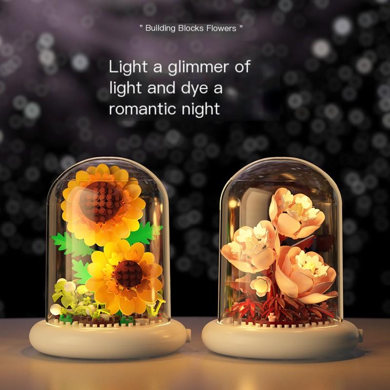 Flower(LED) Building Block Education Toys Romantic Gift For Girl