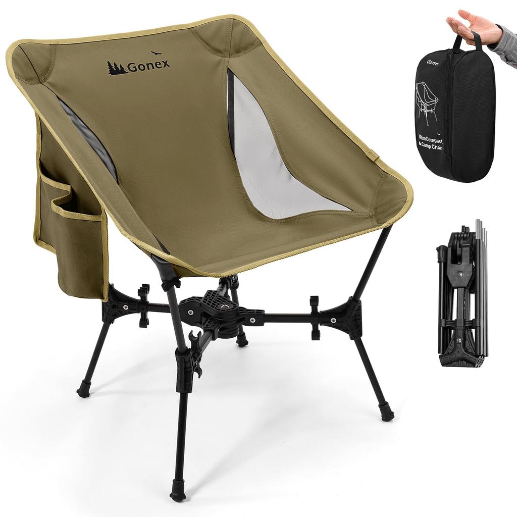 Gonex Outdoor Chair Compact Storage Seconds Quick Camping Chair 1500g Ultra Light Load Capacity 150kg Foldable More Stable Hiking Fishing Climbing