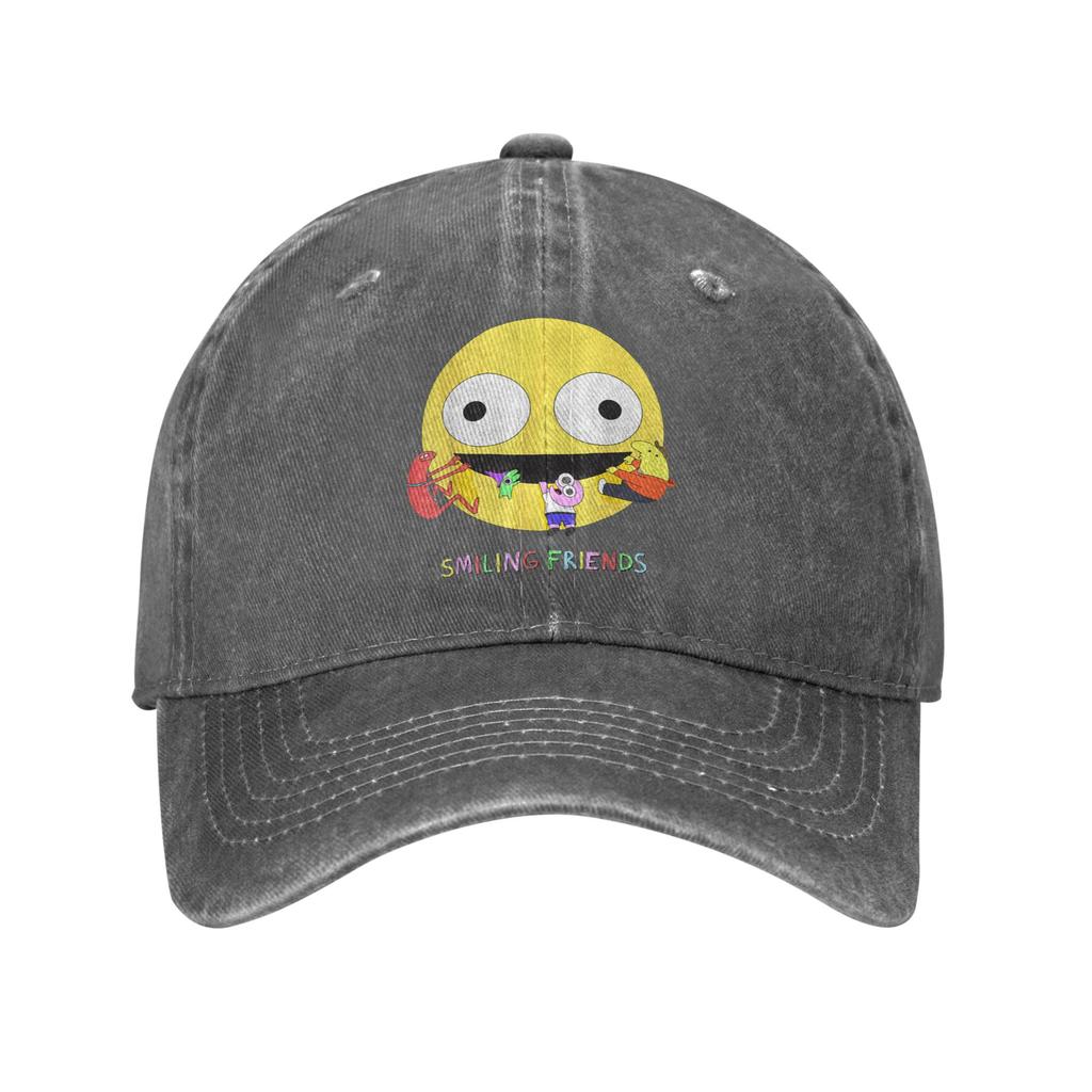 Spring Smiling Friends Funny Cartoon Baseball Cap Wholesale Design Washed Trucker Hat Male Streetwear Outdoor Gym Baseball Caps