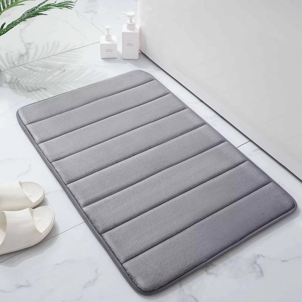 Alfombra de Piso 1PCS Espuma Viscoelástica Raya Color Sólido Alfombra de Piso Baño Antideslizante Absorbente Alfombra Inodoro Alfombra para Puerta