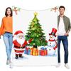 Christmas Throw Blanket Cozy Holiday Decor Soft Warm Sherpa Fleece Featuring Santa Claus, Christmas Tree, and Snowman Ideal for