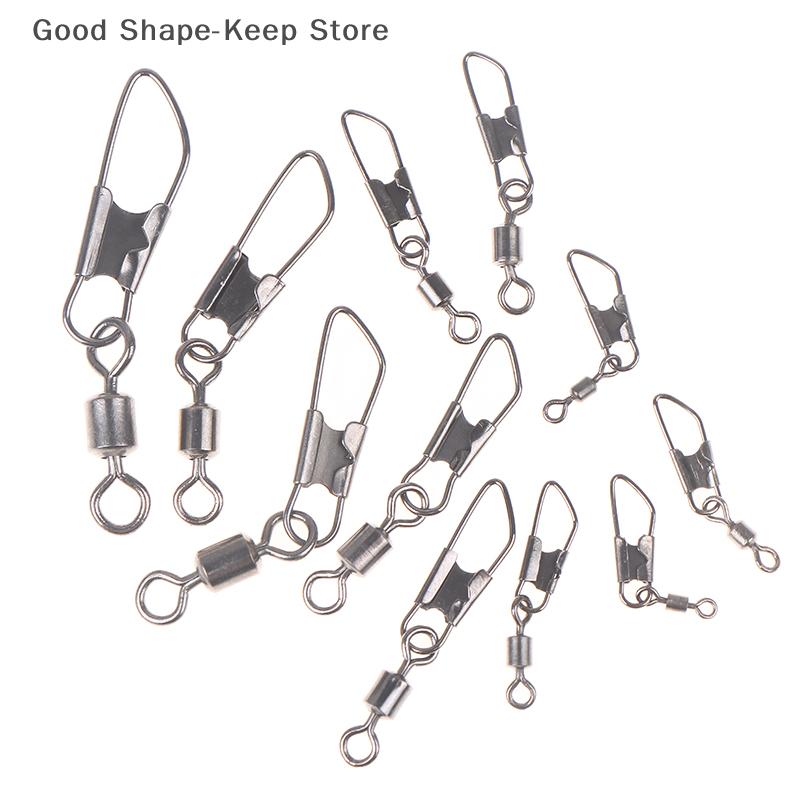American 50-Piece Swivel Pin Connector Hooks, Size 1#-14#, Rolling Bearing, Carp Type A Fishing Tackle