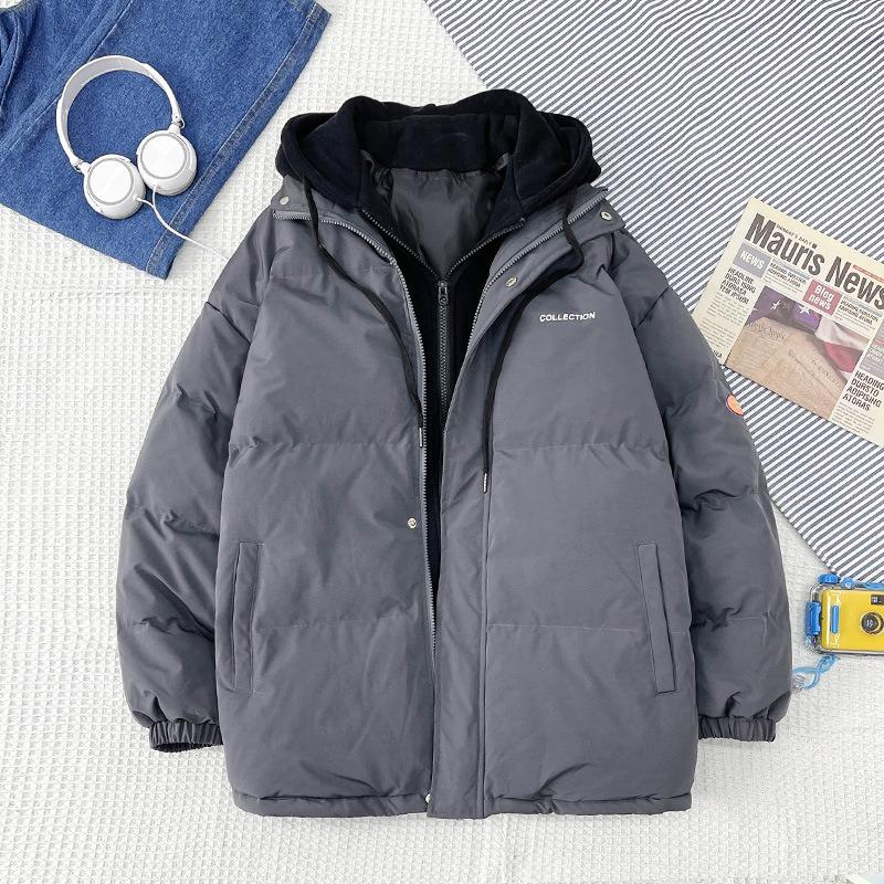 

Зимняя новая модная теплая утолщенная мужская повседневная свободная одежда с хлопковой подкладкой из искусственной двухслойной ткани, одежда с хлопковой подкладкой, одежда-хлеб XXXXL темно серый