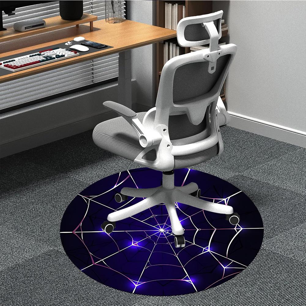 1pc Spiderweb Office Round Rug, Carpet for Office, Gaming, Lightweight Round Floor Mat yy260205003