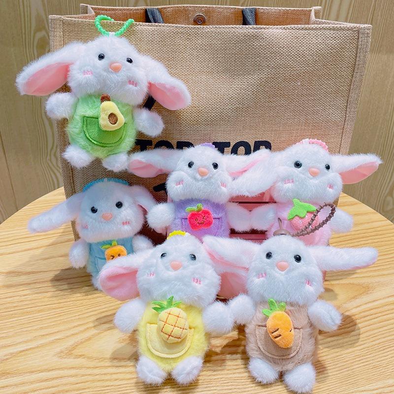 Cartoon Frucht Hase Plüschtier, Niedliche Mini-Figur, Kreative Paar Rucksackpuppe, Schlüsselanhänger Anhänger